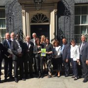 Liz Prudhoe and other guests outside number ten