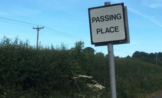 Road sign saying passing place