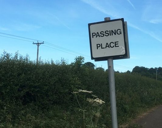 Road sign saying passing place
